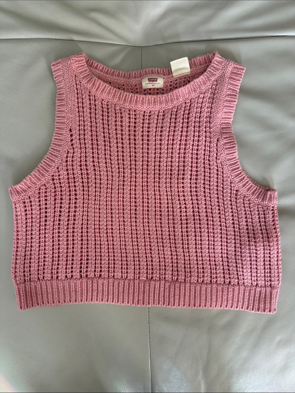 Levi's Dusty Pink Open-Knit Cropped Tank